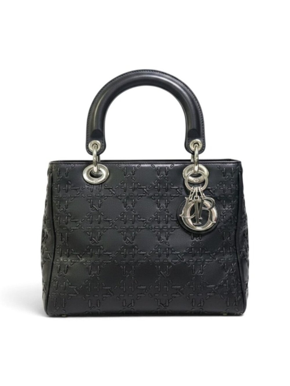 Dior M Whip Stitch Cannage Black Leather Handbag